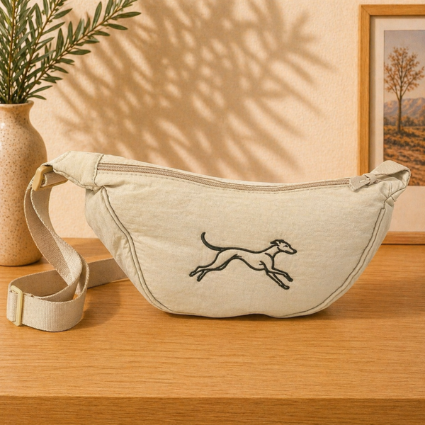 Schoudertas Beige - Windhond borduring