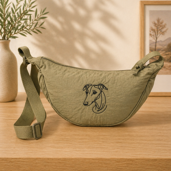 Schoudertas Groen - Geborduurd