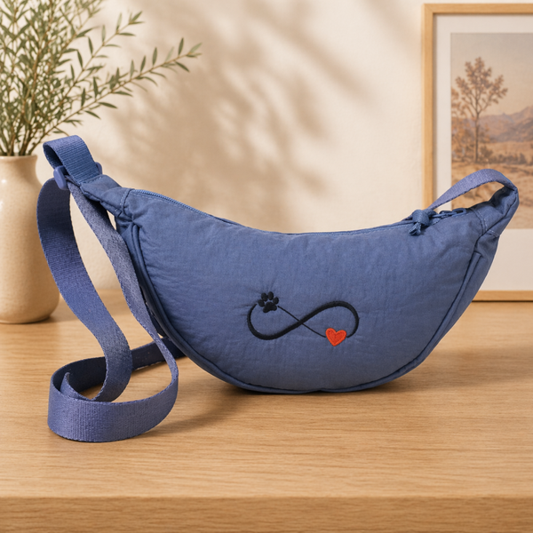 Schoudertas Jeans Blauw - Geborduurd