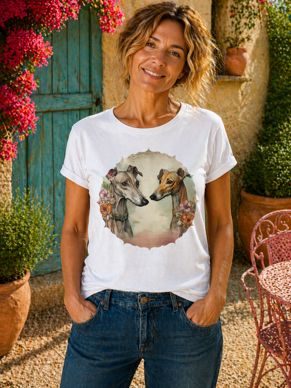 Wit dames T-shirt met Windhondprint