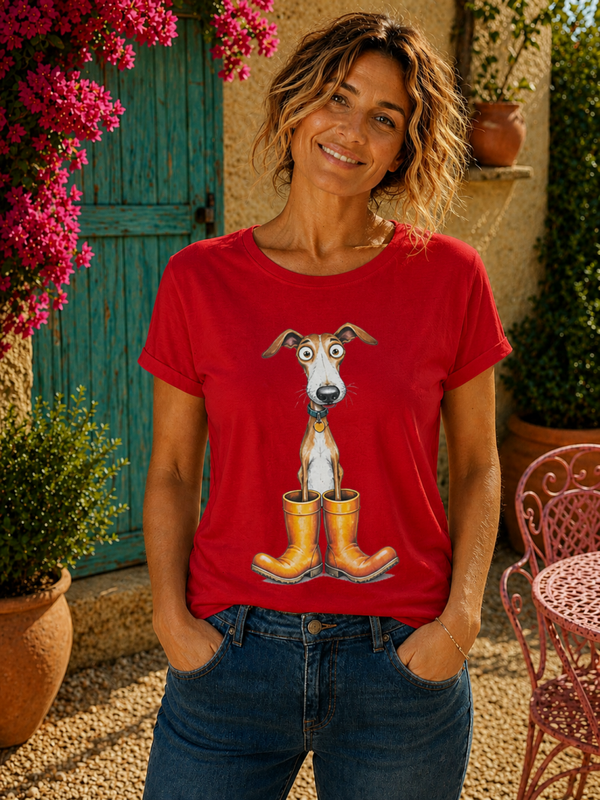 Rood dames T-shirt met Windhondprint