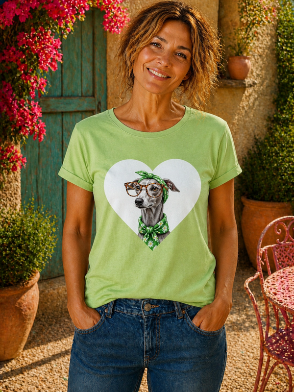Wit dames T-shirt met Windhondprint