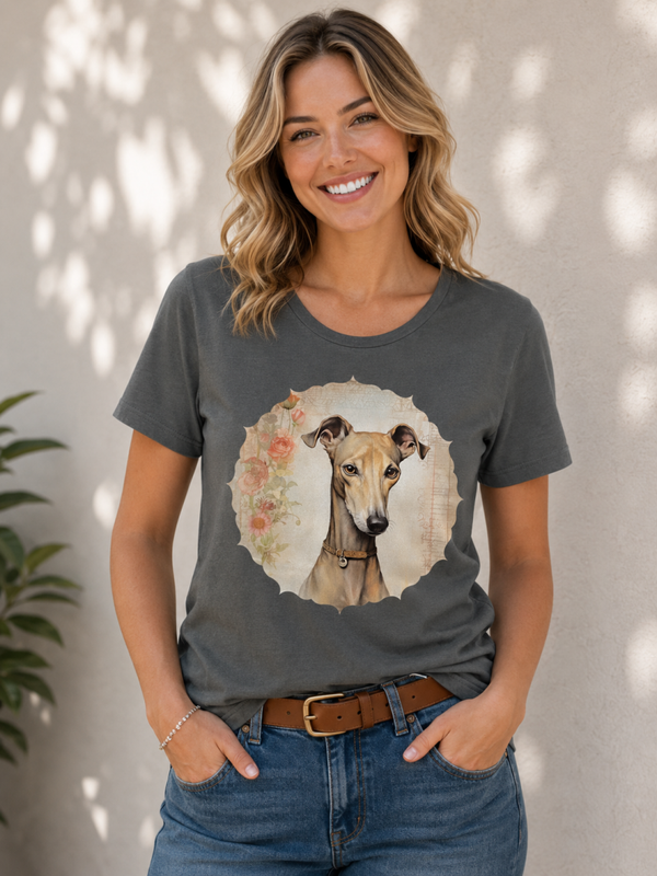 Grijs dames T-shirt met Windhondprint