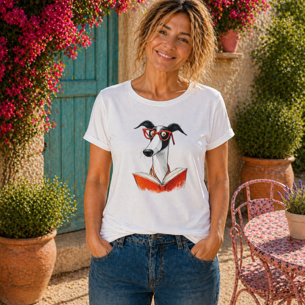 Wit dames T-shirt met Windhondprint
