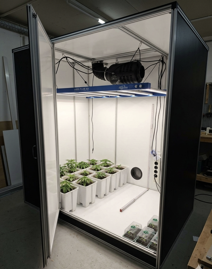KingKongGrowSystems Hardbox mit HortiSpectra Lampen und Klimacontrol Paket