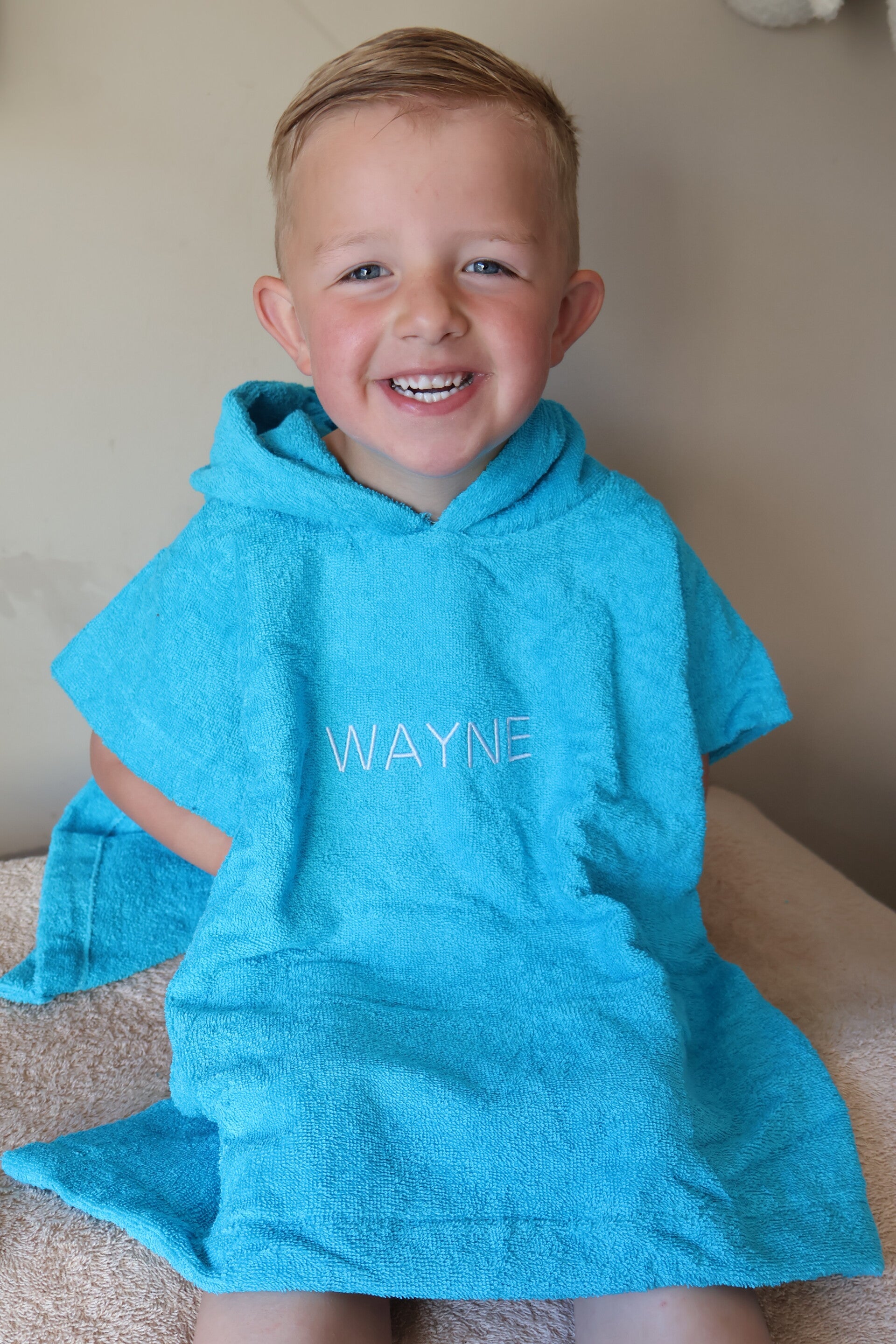 Badstof Poncho - Aqua