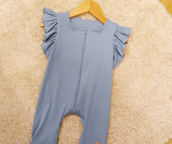 Jumpsuit ribjersey jeansblauw