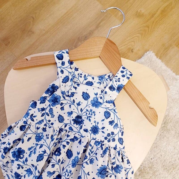 Salopettejurk bloemen blauw