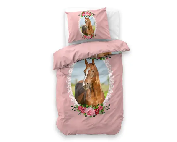Dekbedovertrek Cute Horse Roze 140 x 200/220