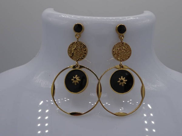 Boucle d'oreilles émaille noir