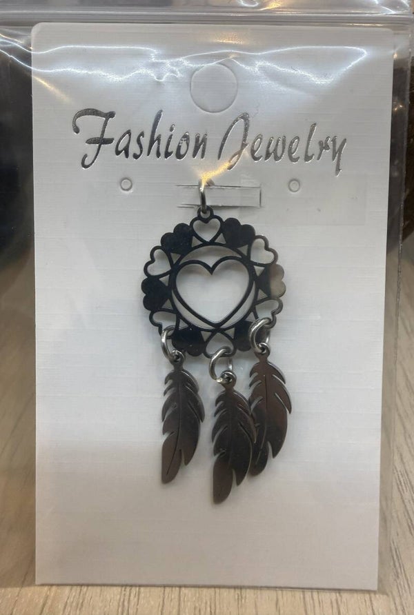 Pendentif argenté Attrape rêve Coeur