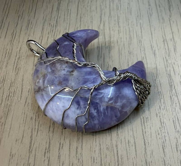 Pendentif Lune Arbre de Vie Améthyste