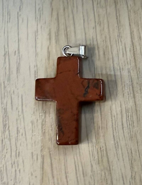 Pendentif Croix Jaspe Rouge