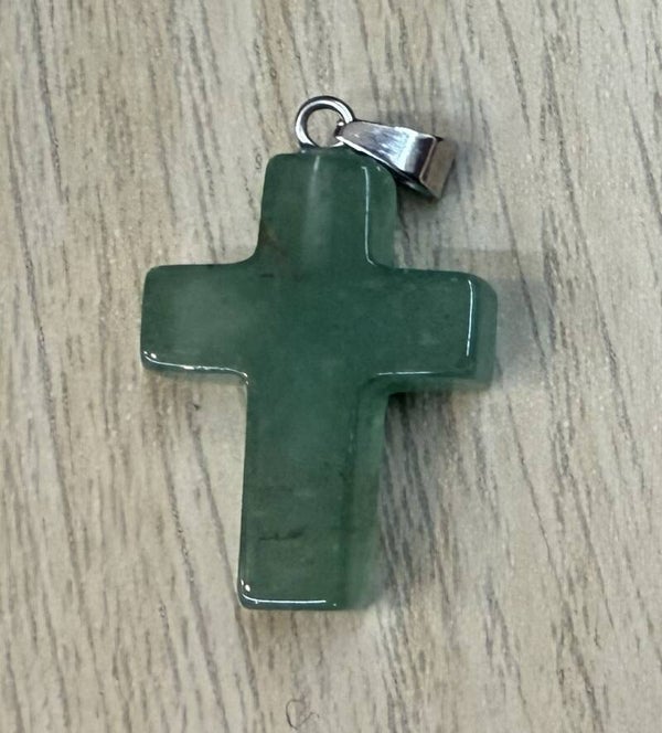 Pendentif Croix Aventurine Verte