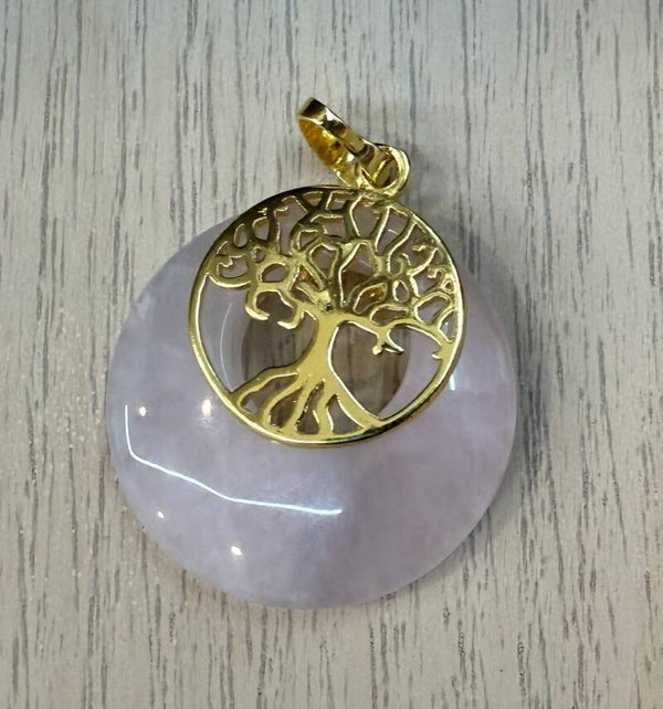Pendentif Arbre de Vie Quartz Rose