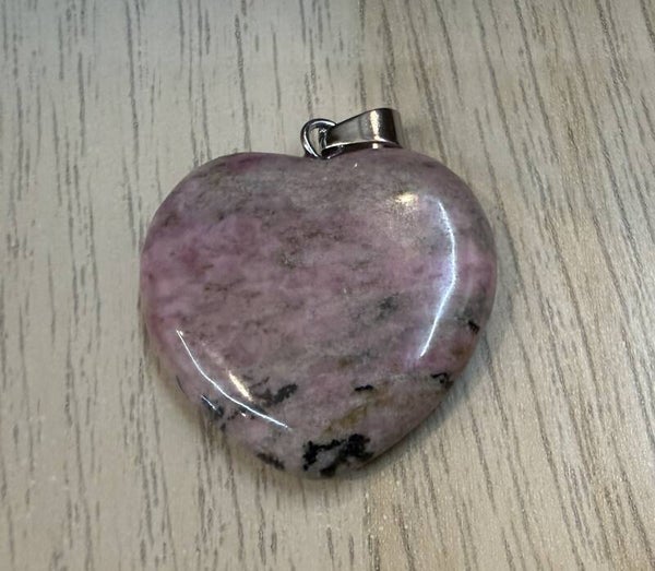 Pendentif Coeur Rhodonite