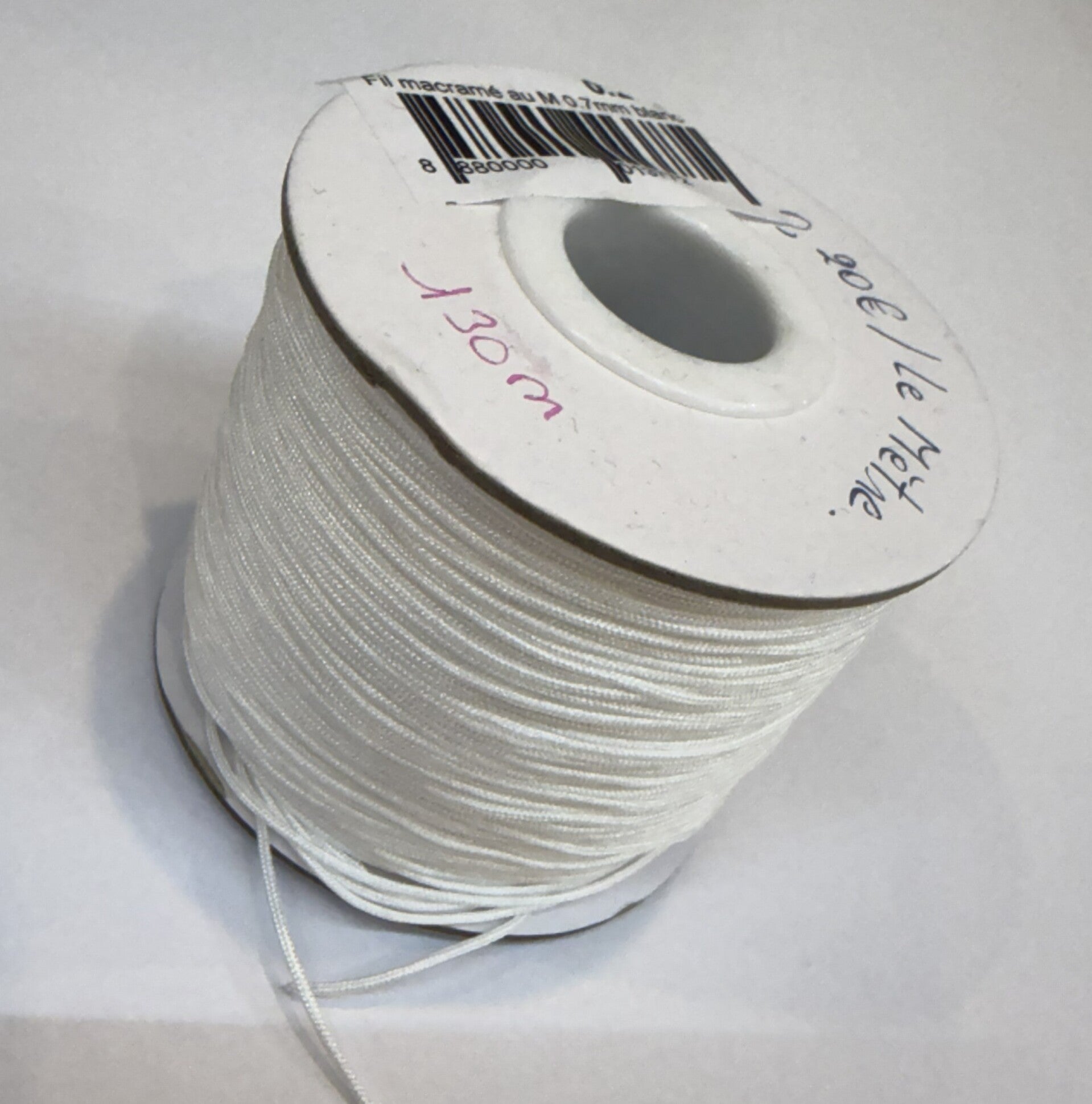 Fil Macramé au Mètre 0,7mm/130m Blanc