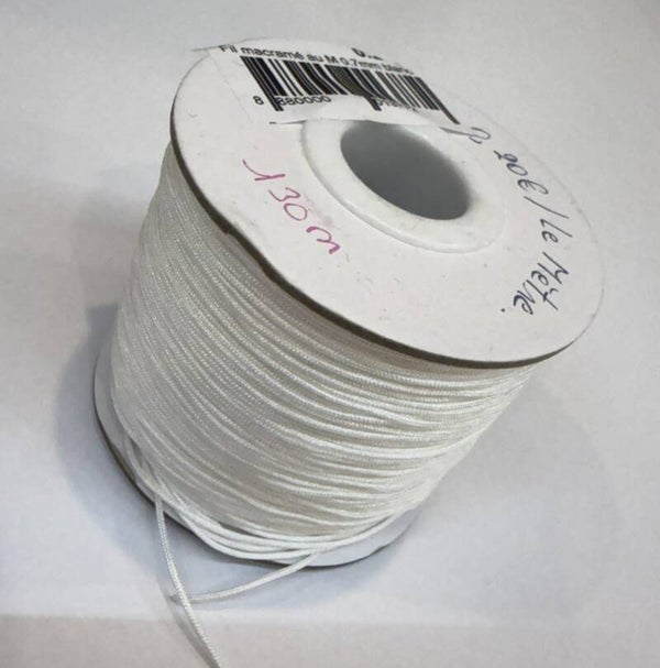 Fil Macramé au Mètre 0,7mm/130m Blanc