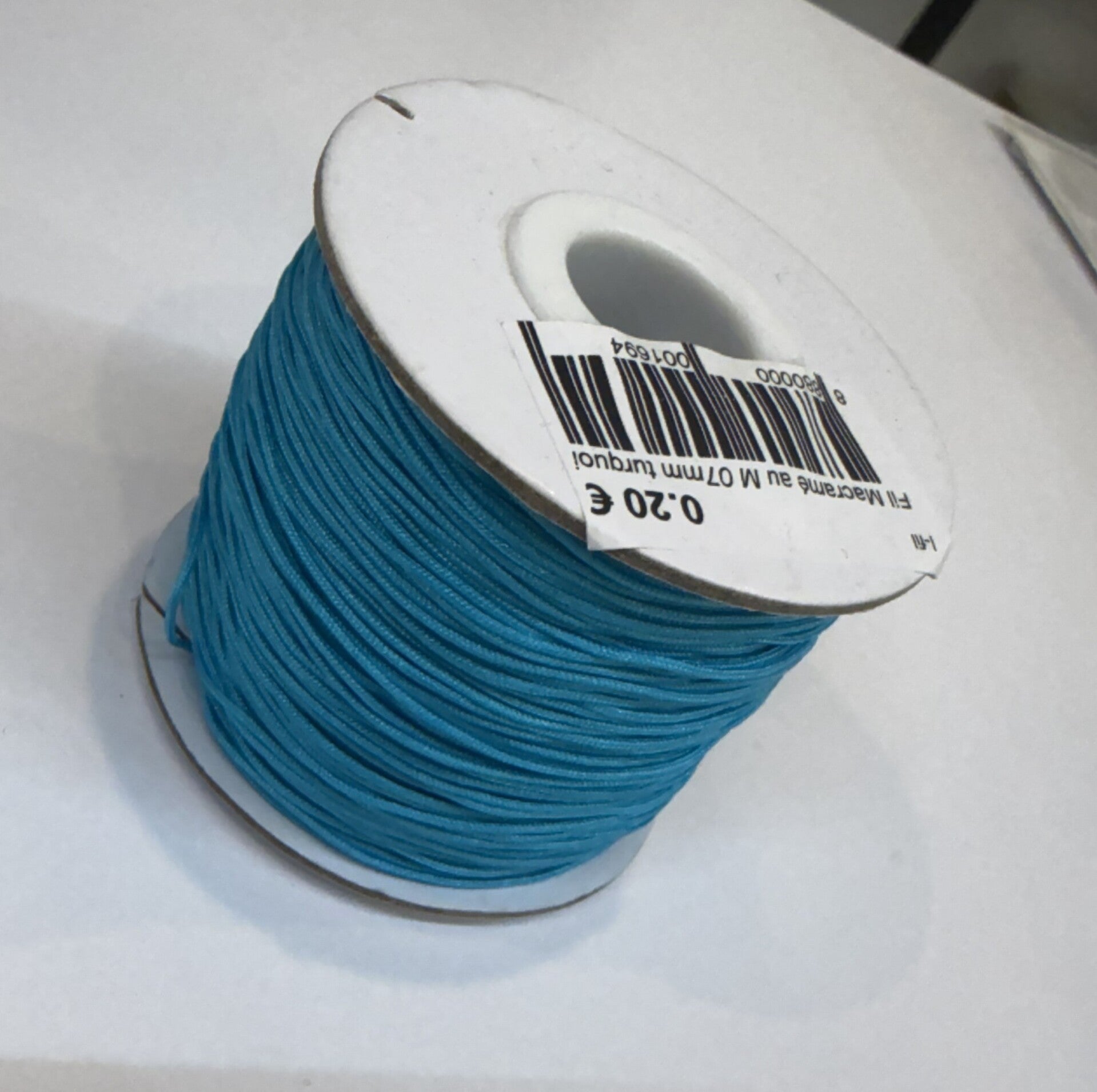 Fil Macramé au Mètre 0,7mm/130m Bleu Turquoise