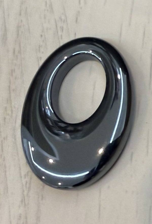 Pendentif Donut Décentré Long Hématite