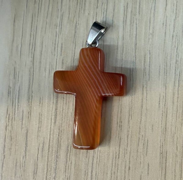 Pendentif Croix Cornaline