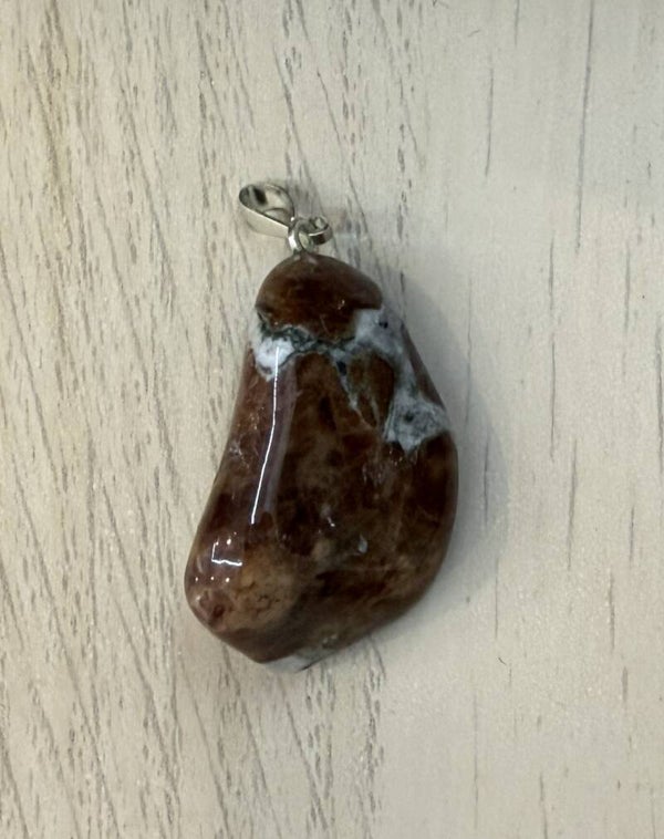 Pendentif Grossulaire Matrix  Pierre Roulée Grenat