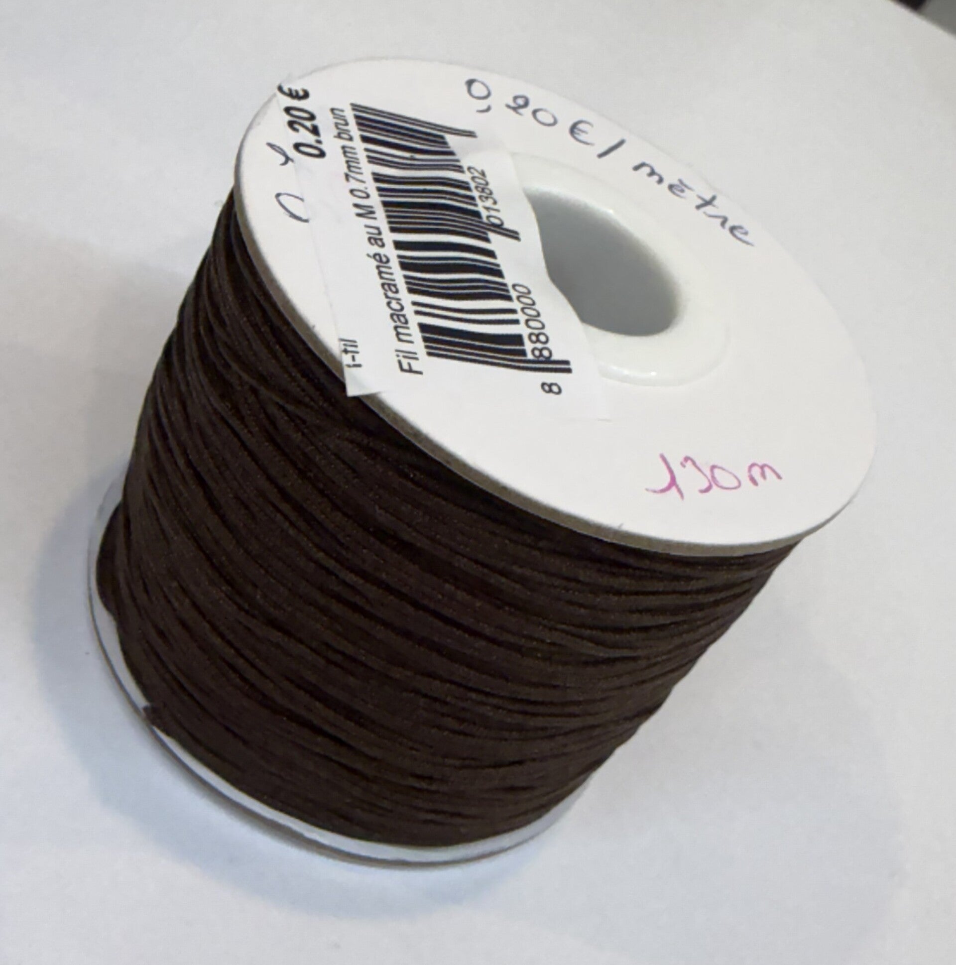 Fil Macramé au Mètre 0,7mm/130m Brun