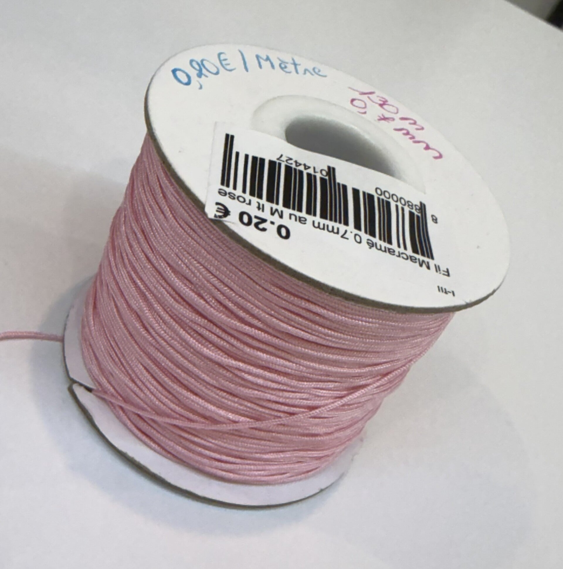 Fil Macramé au Mètre 0,7mm/130m Rose Light