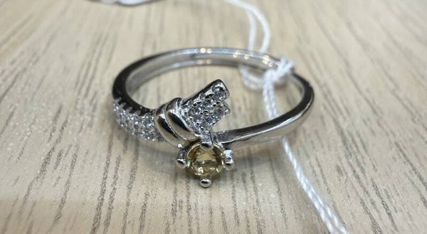 Bague argent 925 rhodié modèle 01 citrine facettée