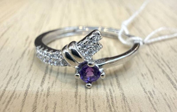 Bague argent 925 rhodié modèle 01 améthyste facettée