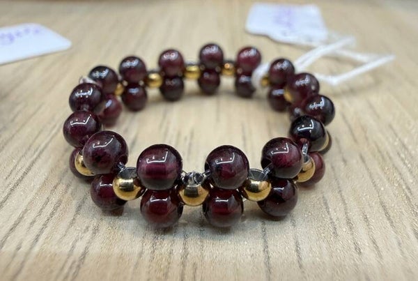 Bague Dorée Grenat Rouge