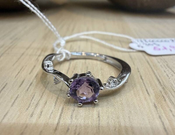 Bague argent 925 rhodié modèle 03 améthyste facettée