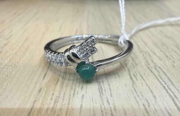 Bague argent 925 rhodié modèle 01 chrysoprase