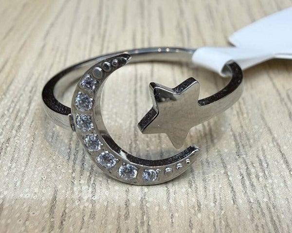 Bague Argent Lune Etoilé