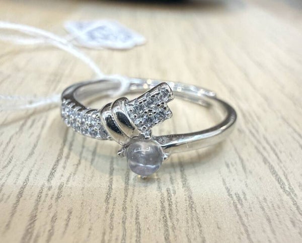 Bague argent 925 rhodié modèle 01 quartz rose Madagascar