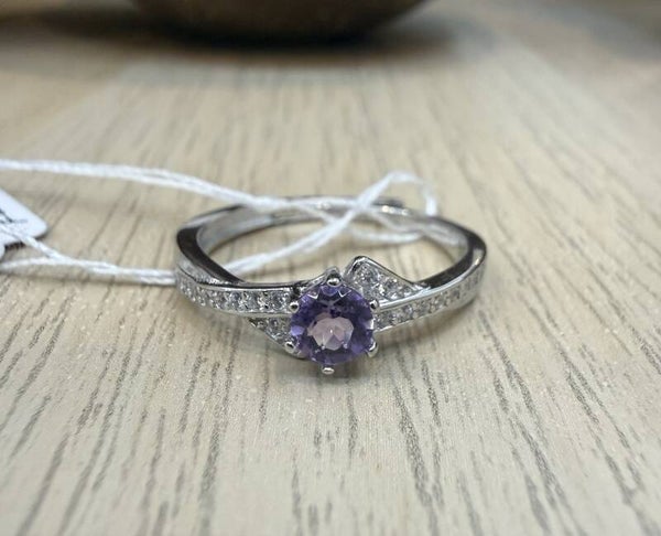 Bague argent 925 rhodié modèle 04 améthyste facettée