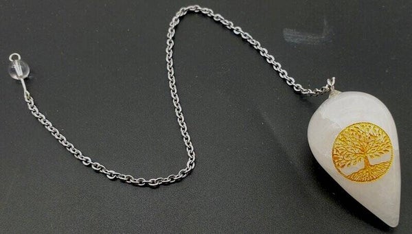 Pendule Gravé Arbre de Vie 4cm - Cristal de Roche