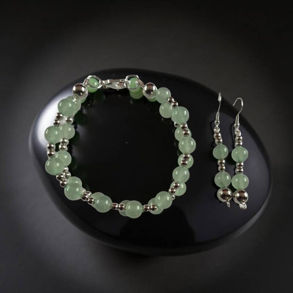 Light Green bracelet and matching earrings