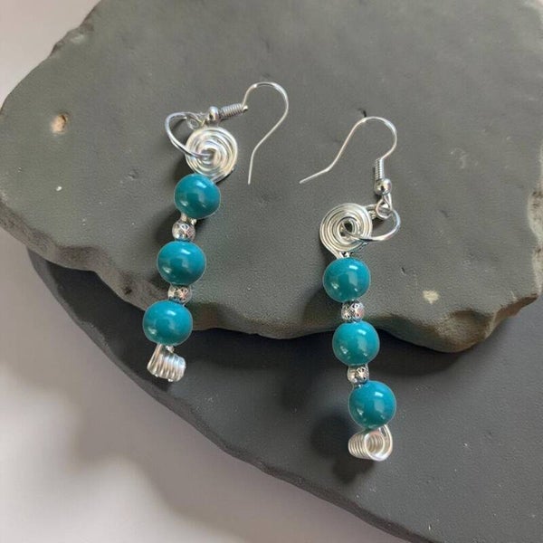 Teal light blue earrings