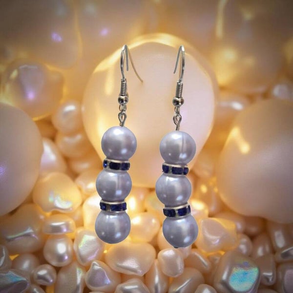 Silver/bluish colour earrings