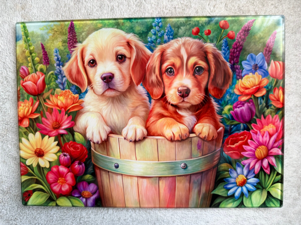 Two Puppies Chopping Board