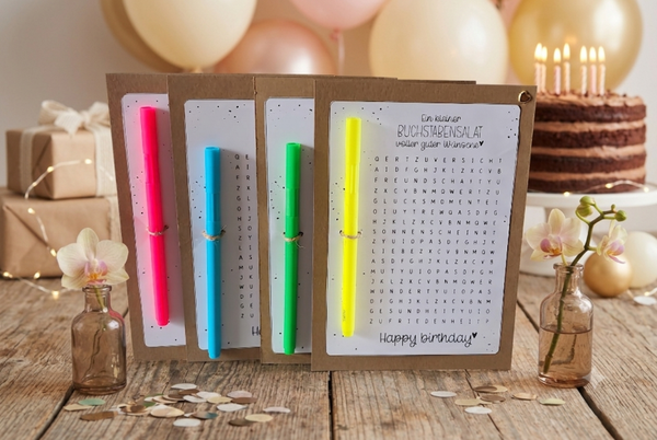 Geburtstagskarte ein kleiner Buchstabensalat voller guter Wünsche