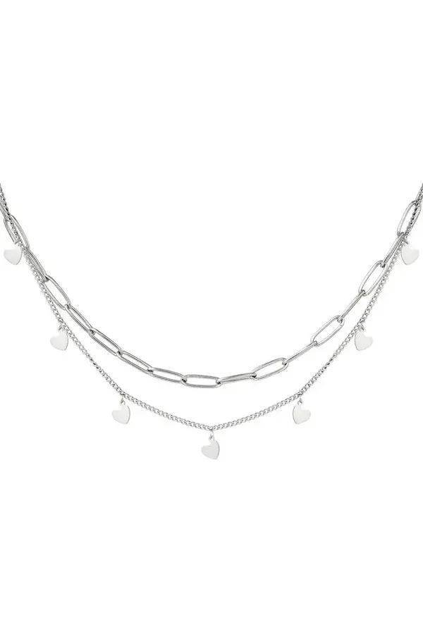 Ketting double my heart zilver