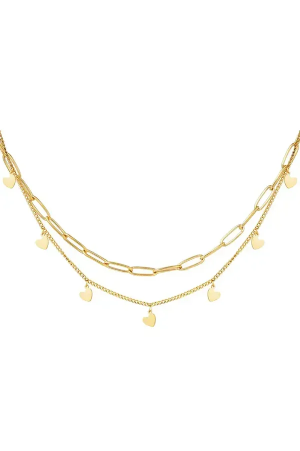 Ketting double my heart goud