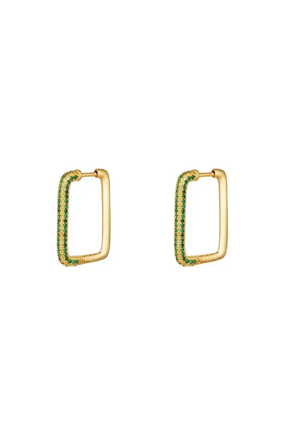 Oorbel medium diamant groen