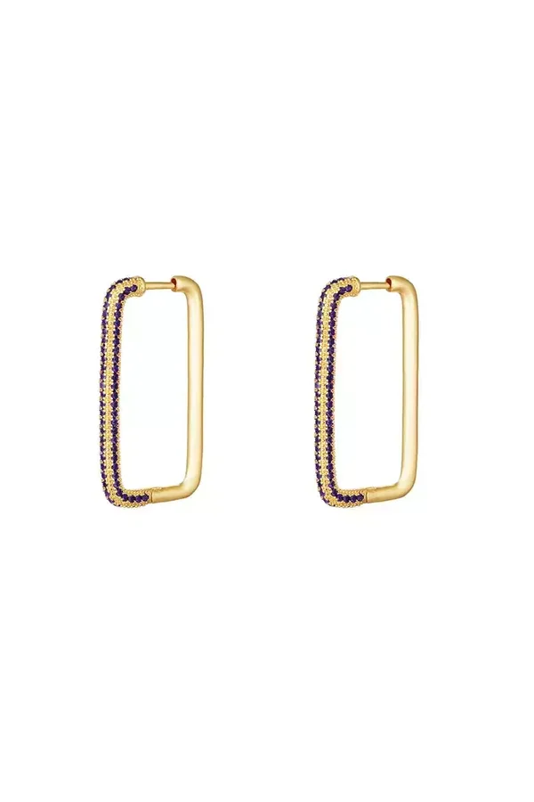 Oorbel big diamant paars