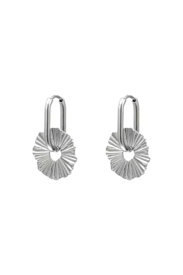 Oorbel abstract flower zilver