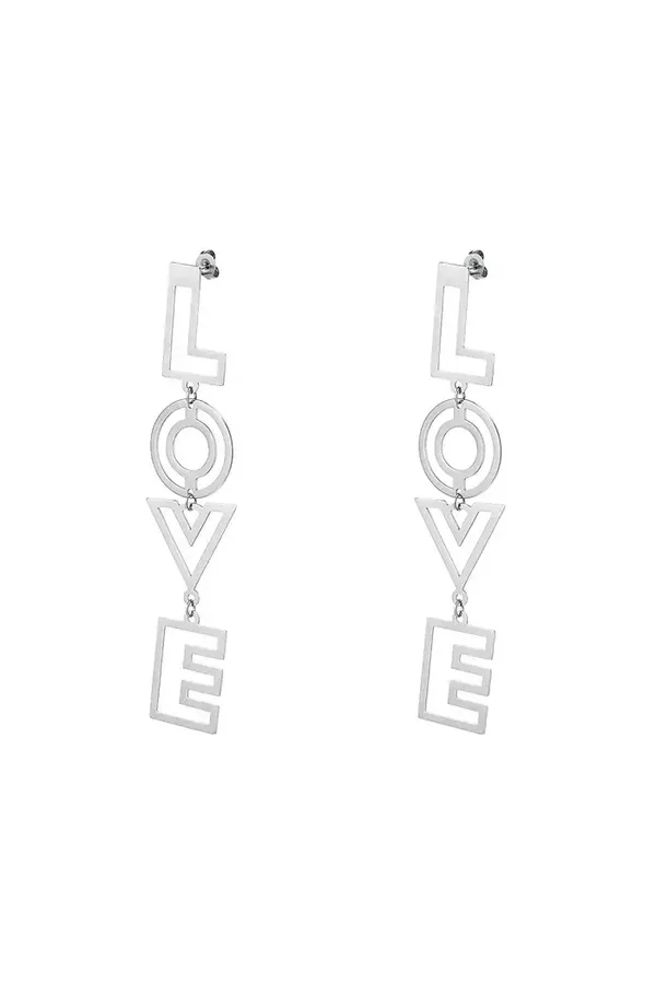Oorbel double LOVE zilver