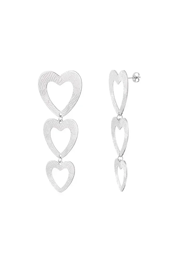 Oorbel biggest hearts pattern zilver