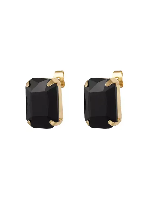 Oorbel stud glamour gold/black